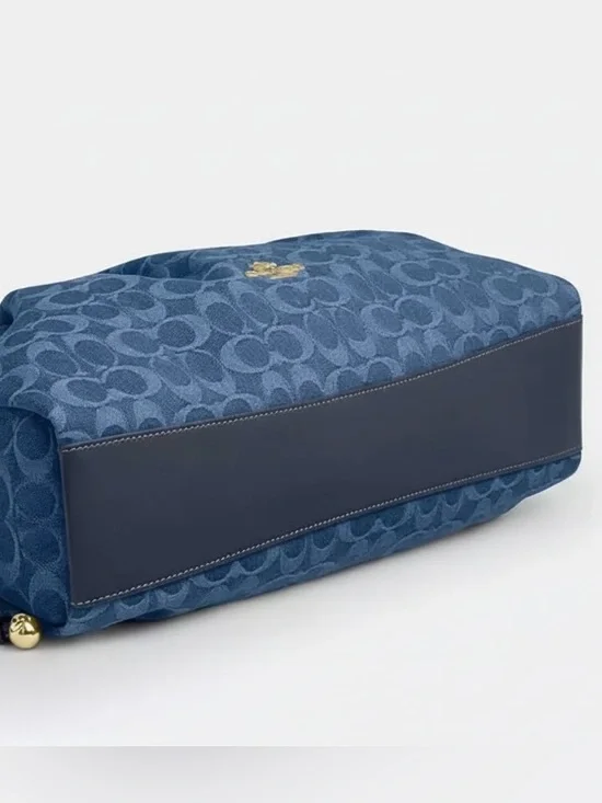 Coach Faye Large Shoulder Bag In Signature Denim - Picture 6 of 7